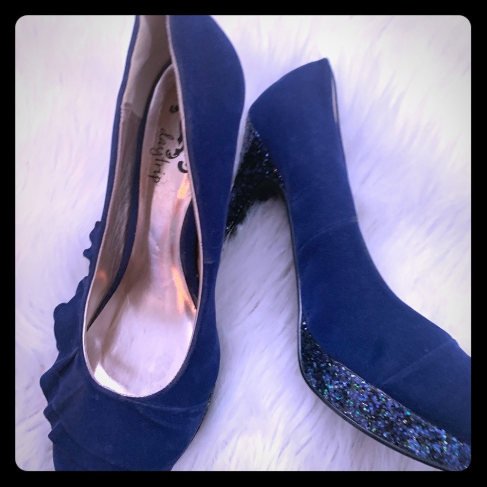Blue Daytrip Sparkle Heels with Ruffle